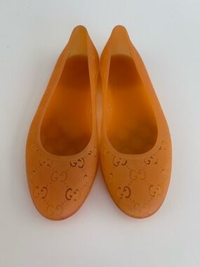 Auth GUCCI Orange Jelly Ballet Flats